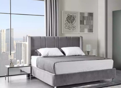 Bedroom Set Bed 2x Bedside tables Wood Furniture 3-piece Modern Design Sets
